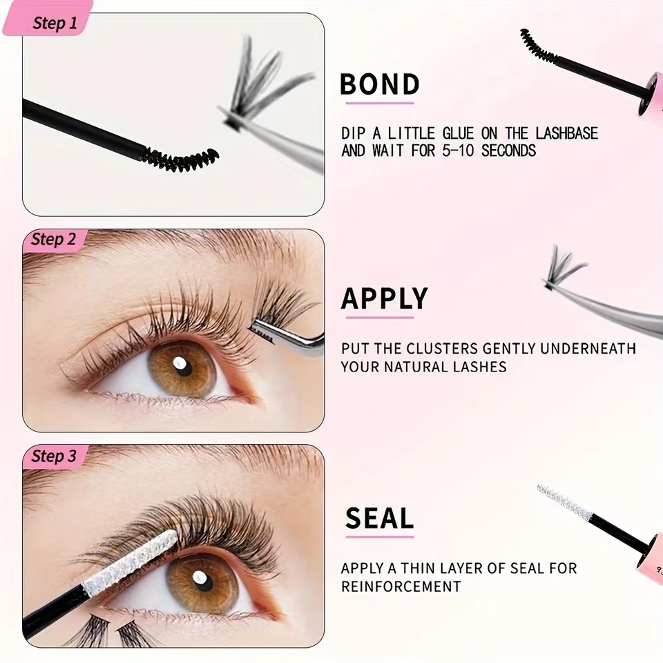 QIUNING Lash Clusters Manga La - огляд і ціна Eyelash Extension Wet Look