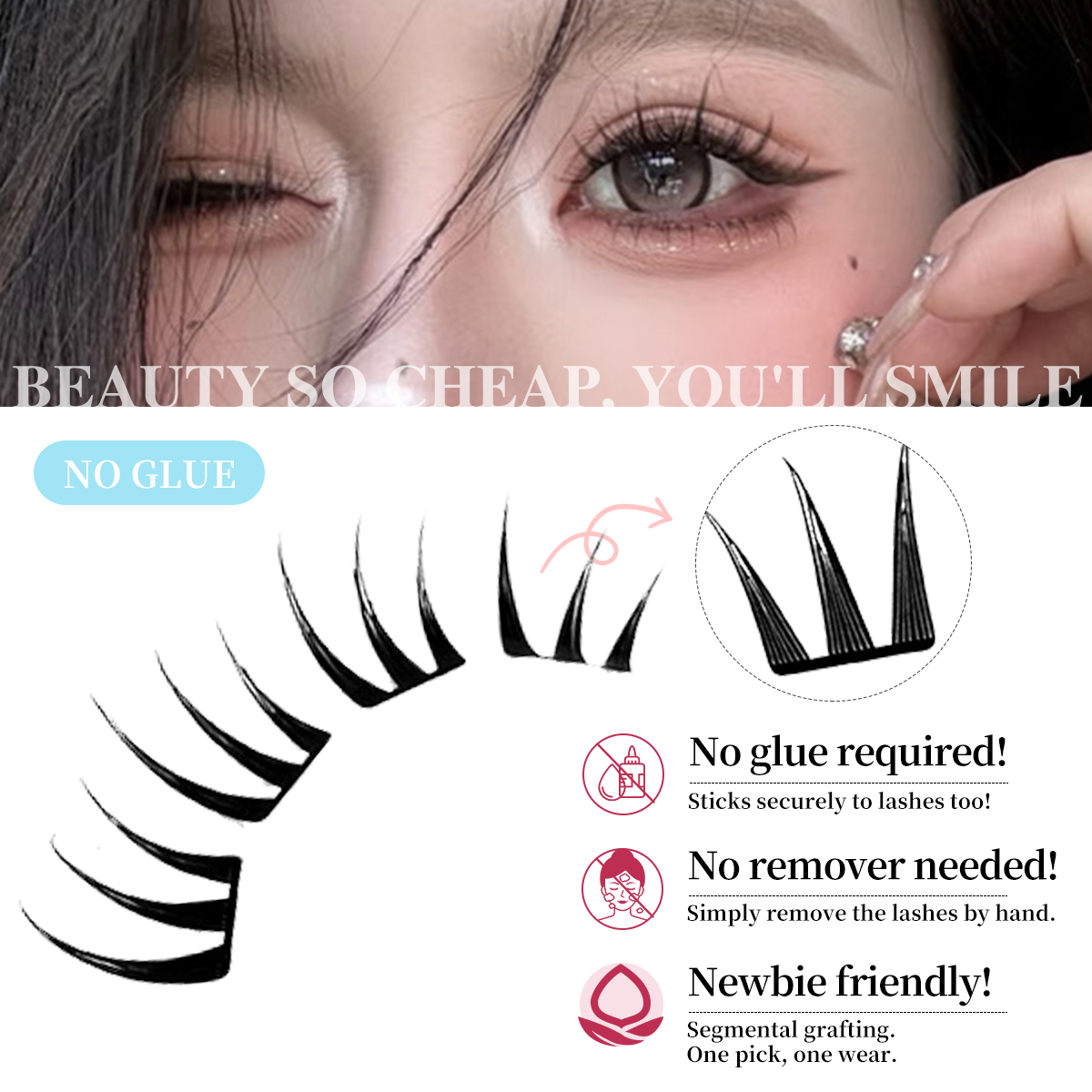 80 Cluster No-Gule Fairy False - огляд і ціна Eyelash Extension No 10
